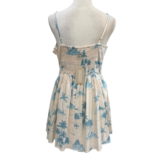 Gianni Bini x DANNIJO Kona Linen Palm Print Mini Dress Light Blue Ivory NWT - Picture 8 of 16
